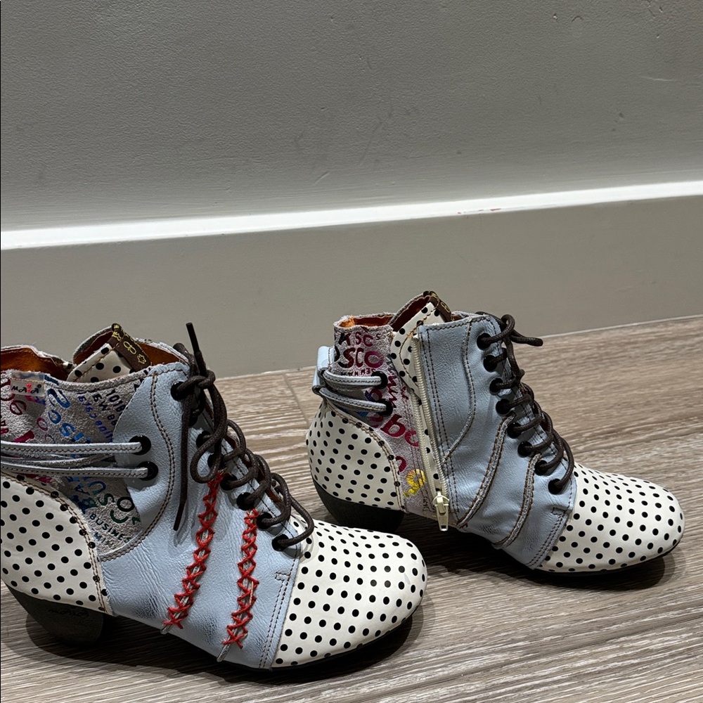 Unique Polka Dot Lace-Up Boots